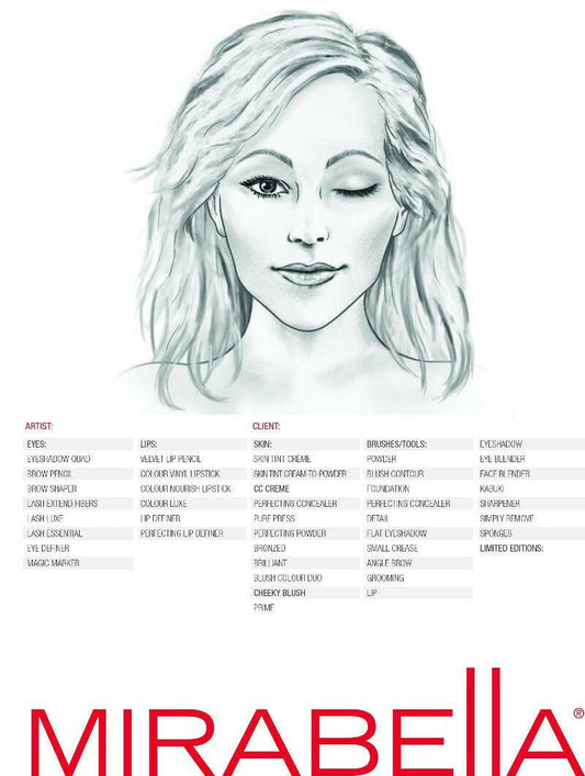 Mirabella - Cosmetic Makeup Face Chart - Pack of 50