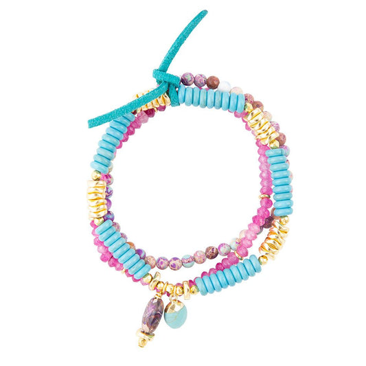 In Bloom Turquoise and Jade Stack Bracelet