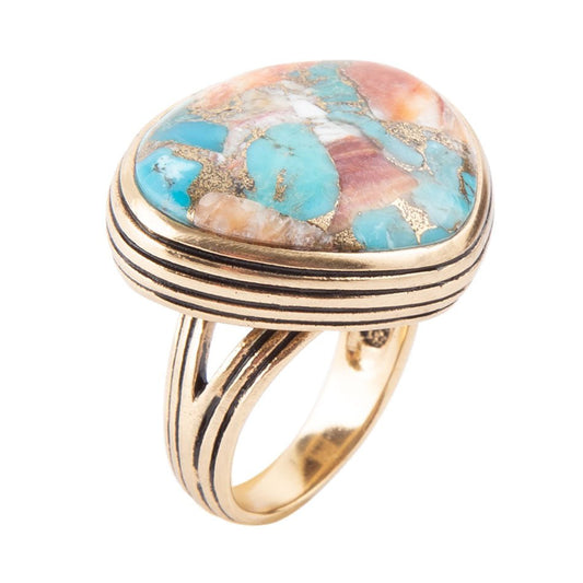 Turquoise Spiny Oyster Matrix Statement Ring